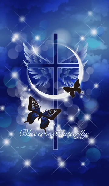 [LINE着せ替え] Blue cross butterflyの画像1