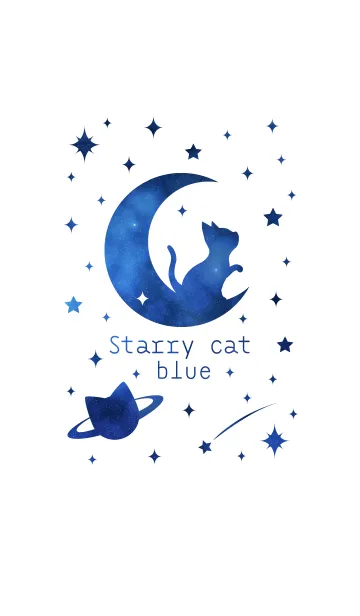 [LINE着せ替え] Starry cat ~blue~の画像1