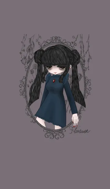 花と女の子のLINE着せ替え
