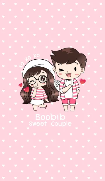 [LINE着せ替え] Boobib Sweet Couple : Pinkの画像1