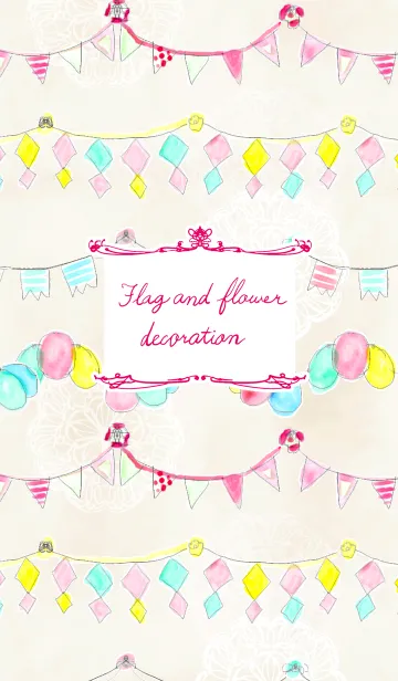 [LINE着せ替え] Flag and flower decorationの画像1