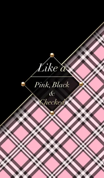 [LINE着せ替え] Like a - PNK, BLK ＆ Checked #Strawberryの画像1