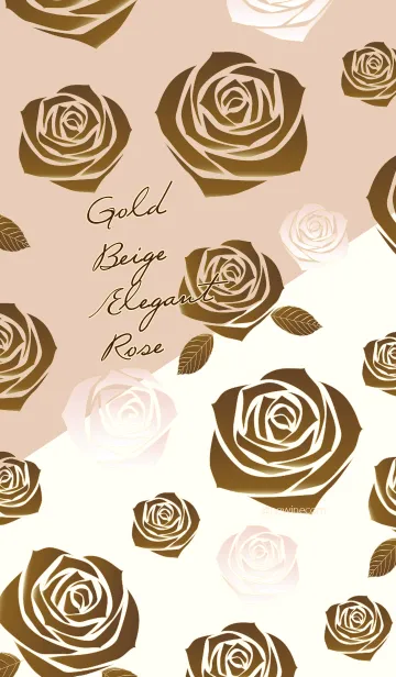 [LINE着せ替え] ゴールド ベージュ エレガント ローズの画像1