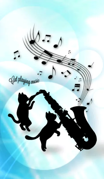[LINE着せ替え] Cat playing music sax Ver.の画像1