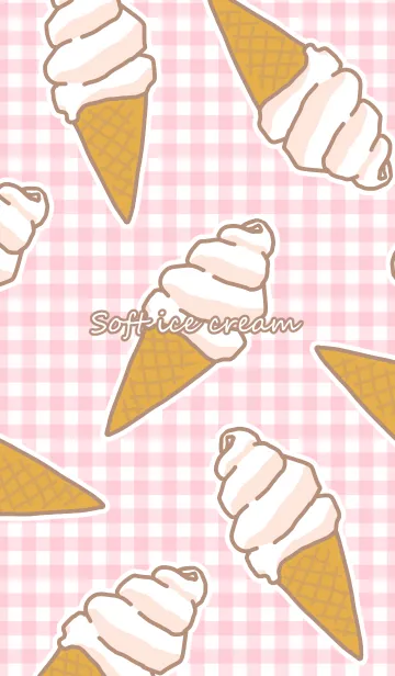 [LINE着せ替え] ソフトクリーム×ギンガムチェックの画像1