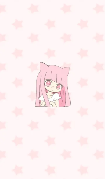[LINE着せ替え] ピンクな猫耳少女の画像1