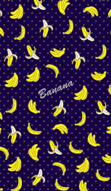 [LINE着せ替え] バナナ-紺水玉-の画像1