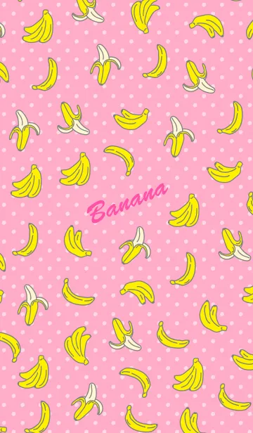 [LINE着せ替え] バナナ-ピンクドットハート-の画像1