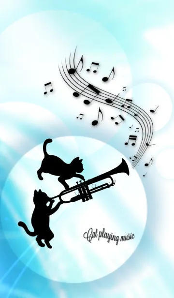 [LINE着せ替え] Cat playing music Trumpet Ver.の画像1