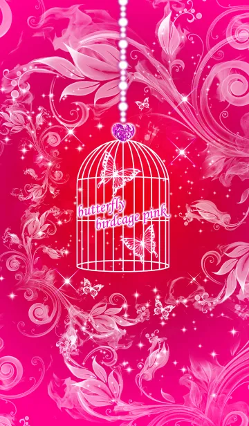 [LINE着せ替え] 蝶と鳥かご☆ピンク☆の画像1