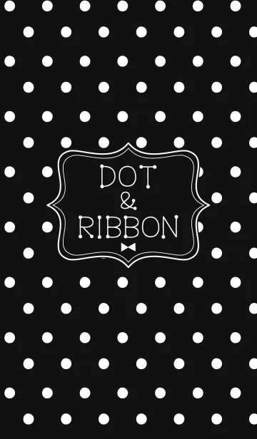 [LINE着せ替え] Dot ＆ Ribbon black【 水玉とリボン 黒 】の画像1