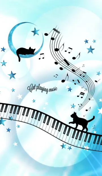 [LINE着せ替え] Cat Praying Music Piano Ver.の画像1