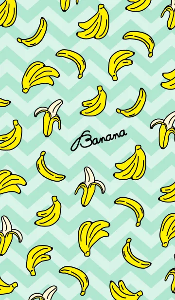 [LINE着せ替え] バナナ-パステルグリーンジグザグ-の画像1