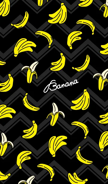 [LINE着せ替え] バナナ-黒ジグザグ-の画像1