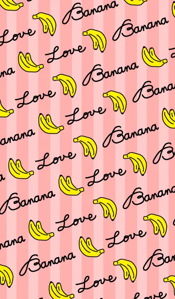 [LINE着せ替え] バナナLOVE-ピンクストライプ-の画像1