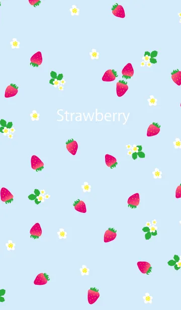 [LINE着せ替え] いちご-水色-の画像1