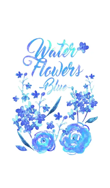 [LINE着せ替え] 水彩花-ブルー-の画像1