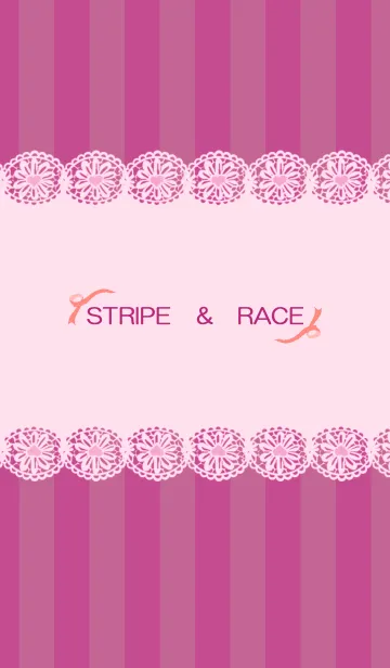 [LINE着せ替え] Stripe ＆ race Pinkの画像1