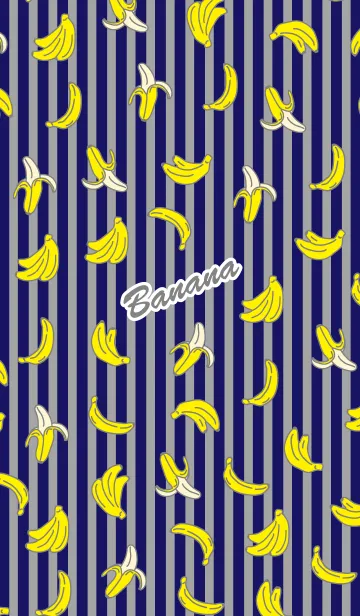 [LINE着せ替え] バナナ-濃紺ストライプ-の画像1