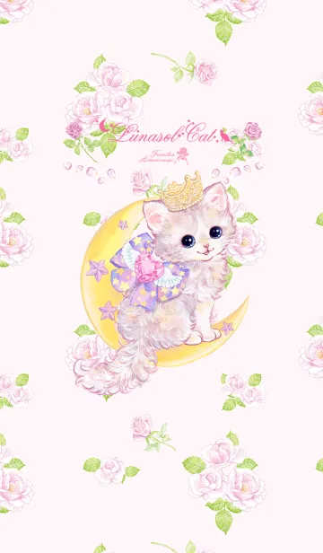 [LINE着せ替え] 猫とバラとお月さま-Lunasol Cat-の画像1