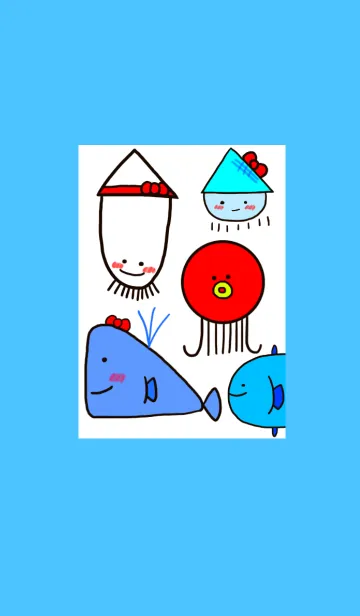 [LINE着せ替え] 絵がヘタな人が描いたシンプルな魚たちの画像1