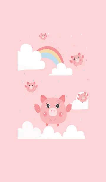 [LINE着せ替え] 雲とピンクの豚の画像1