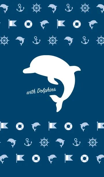 [LINE着せ替え] with Dolphins "navy"の画像1