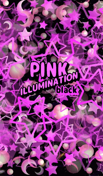 [LINE着せ替え] ピンクイルミネーション（ブラック）の画像1
