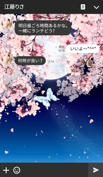 [LINE着せ替え] 夜桜 蝶々の画像3
