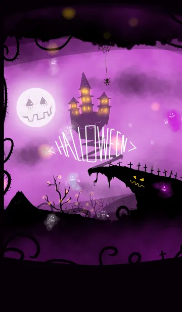[LINE着せ替え] パープルハロウィンの画像1