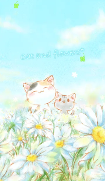 [LINE着せ替え] Cat and flowers*の画像1