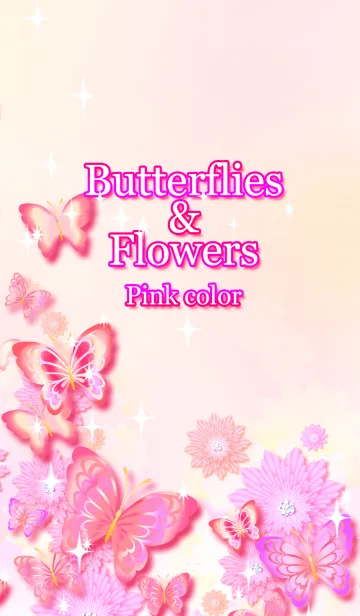 [LINE着せ替え] Butterflies＆Flowers ピンクカラーの画像1