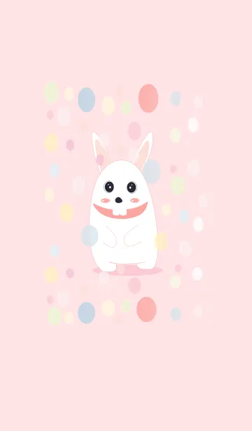 ハッピーバニーとカラフルなバブルの着せ替えメイン画像