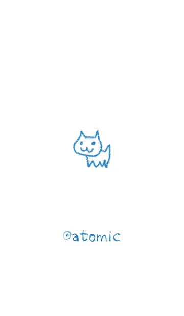 [LINE着せ替え] お絵描き <猫> ホワイト＆ブルーの画像1