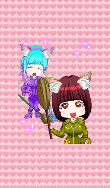 [LINE着せ替え] こどもの日にお掃除猫耳レザースーツガールの画像1