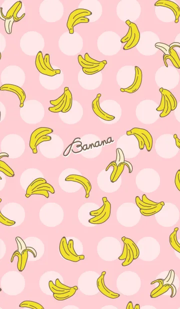 [LINE着せ替え] バナナ-ピンクハートドット-の画像1