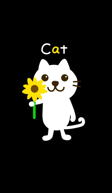 白ネコと花の着せ替えメイン画像