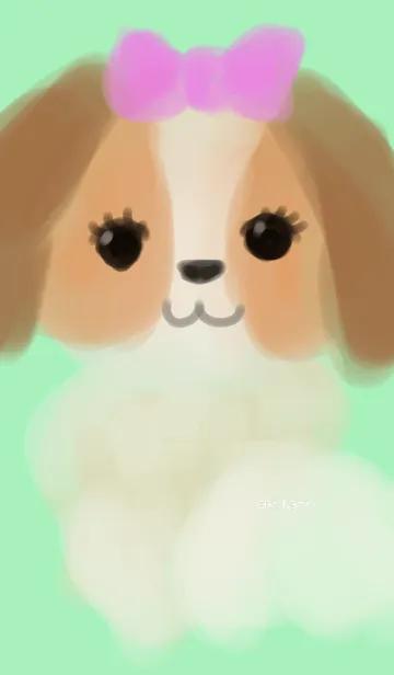 [LINE着せ替え] 可愛い犬のリボンちゃんの画像1