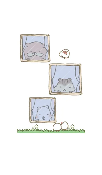 窓のむこうでHAPPYアニマルズの着せ替えメイン画像