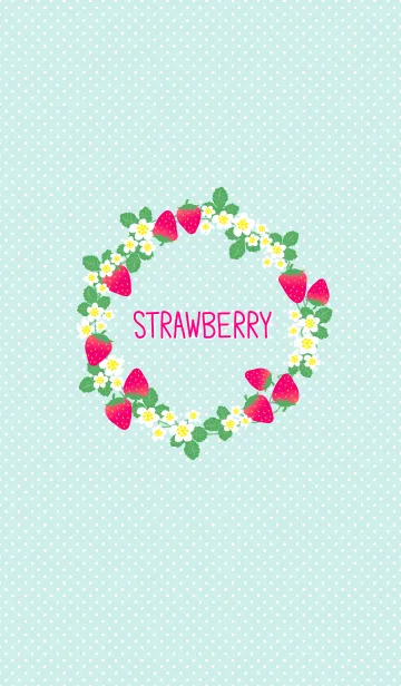 [LINE着せ替え] いちご 水玉-エメラルドグリーン-の画像1