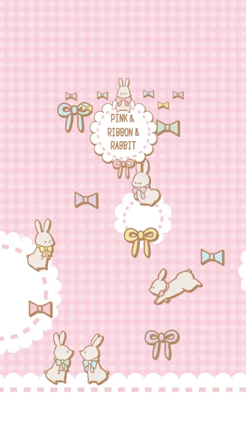 ピンク＆リボン＆うさぎの着せ替えメイン画像