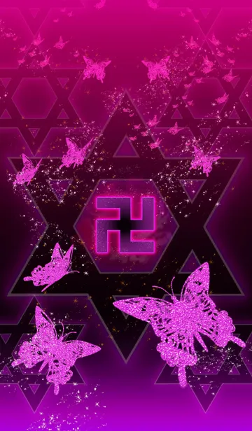 [LINE着せ替え] 卍まんじ 蝶 Star of David PINK卍の画像1