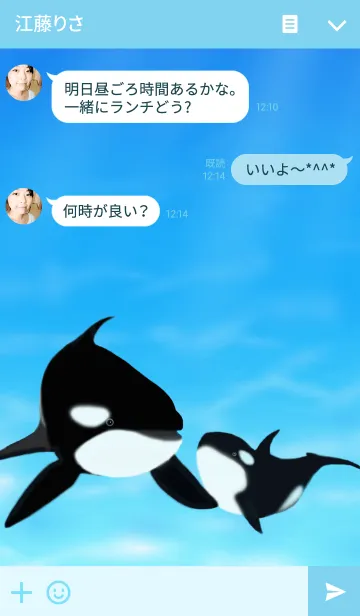 [LINE着せ替え] シャチの親子の画像3