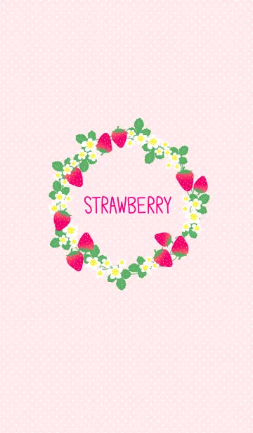 [LINE着せ替え] いちご水玉-ピンク色-の画像1