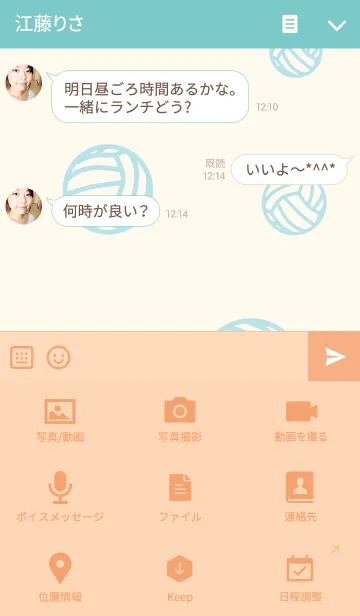 [LINE着せ替え] とても白い猫とバレーボールの画像4