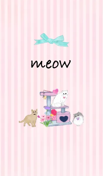 [LINE着せ替え] meow（猫と花とリボン）の画像1