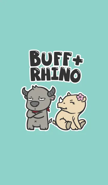[LINE着せ替え] Male Buffalo ＆ Female Rhinocerosの画像1