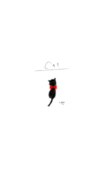 [LINE着せ替え] 赤いリボンのネコの画像1