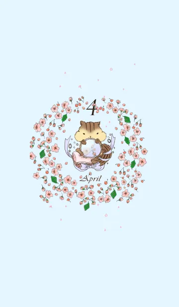 誕生石カラーのおまもりきせかえ『4月』の着せ替えメイン画像