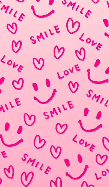 [LINE着せ替え] スマイル ラブ ハート-ピンク-の画像1